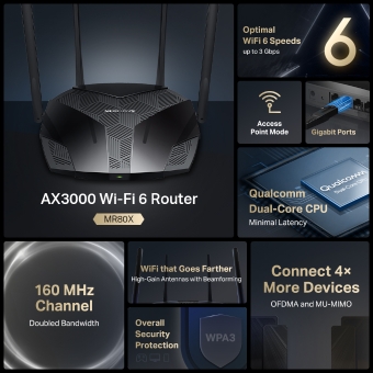 ROUTER MERCUSYS AX3000 Wi-Fi 6 DUAL BAND MR80X - Imagen 4