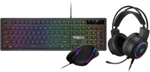 Combo Gaming Gamdias Poseidon E2 - Teclado Mouse Audífonos - ARGB - USB - Negro