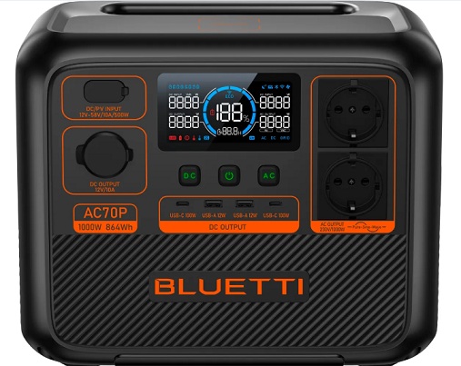 ESTACION DE ENERGIA PORTATIL BLUETTI AC70 1000W 864 WH